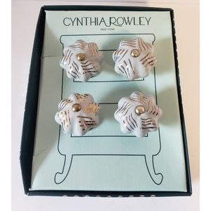 Cynthia Rowley Blue & Gold Ceramic and Brass Knobs